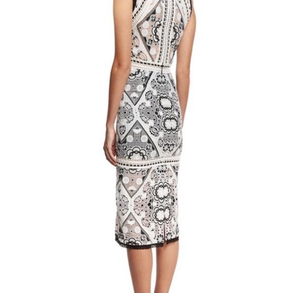 Alexis Keena Lace Overlay Midi Dress in Black and White. Size 0. - Picture 4 of 9